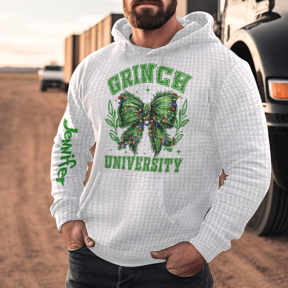 Personalized Grinch Waffle Hoodie Custom Name Gift for Christmas Waffle Hoodie GradoCreations