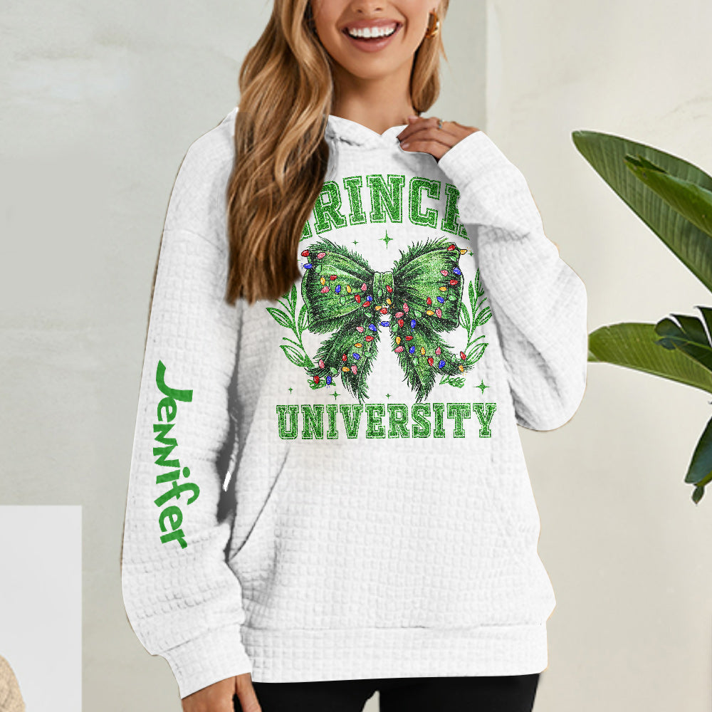 Personalized Grinch Waffle Hoodie Custom Name Gift for Christmas Waffle Hoodie GradoCreations