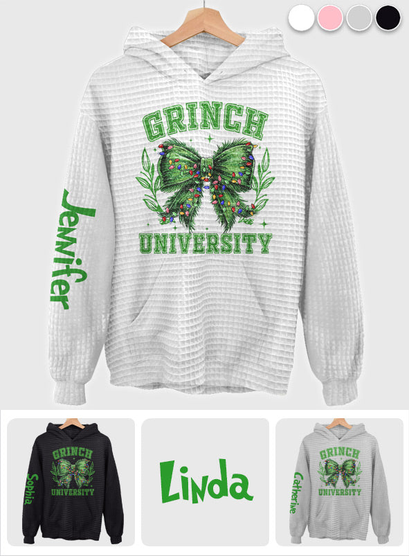 Personalized Grinch Waffle Hoodie Custom Name Gift for Christmas Waffle Hoodie GradoCreations