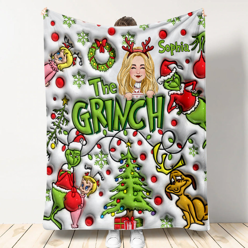 Personalized Grinch Blanket Custom Name Gift for Christmas Blanket GradoCreations