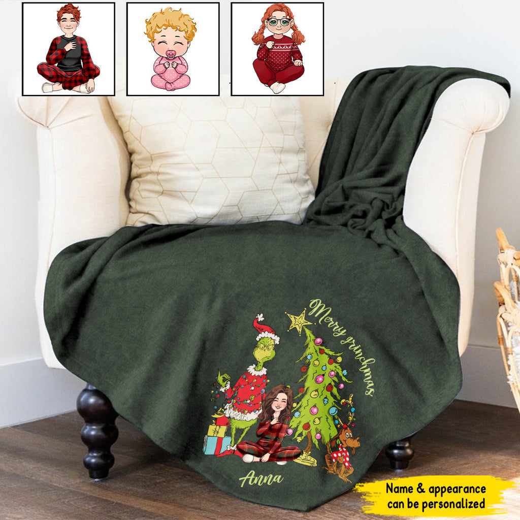 Personalized Merry Christmas Blanket Custom Name Cozy Gift Blanket GradoCreations
