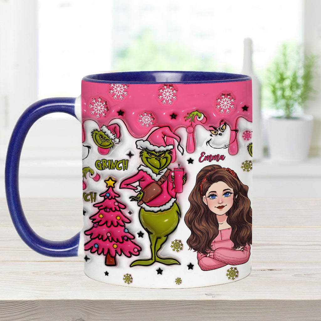 Personalized Grinch Accent Mug with Custom Name for Christmas Gift Accent Mug GradoCreations