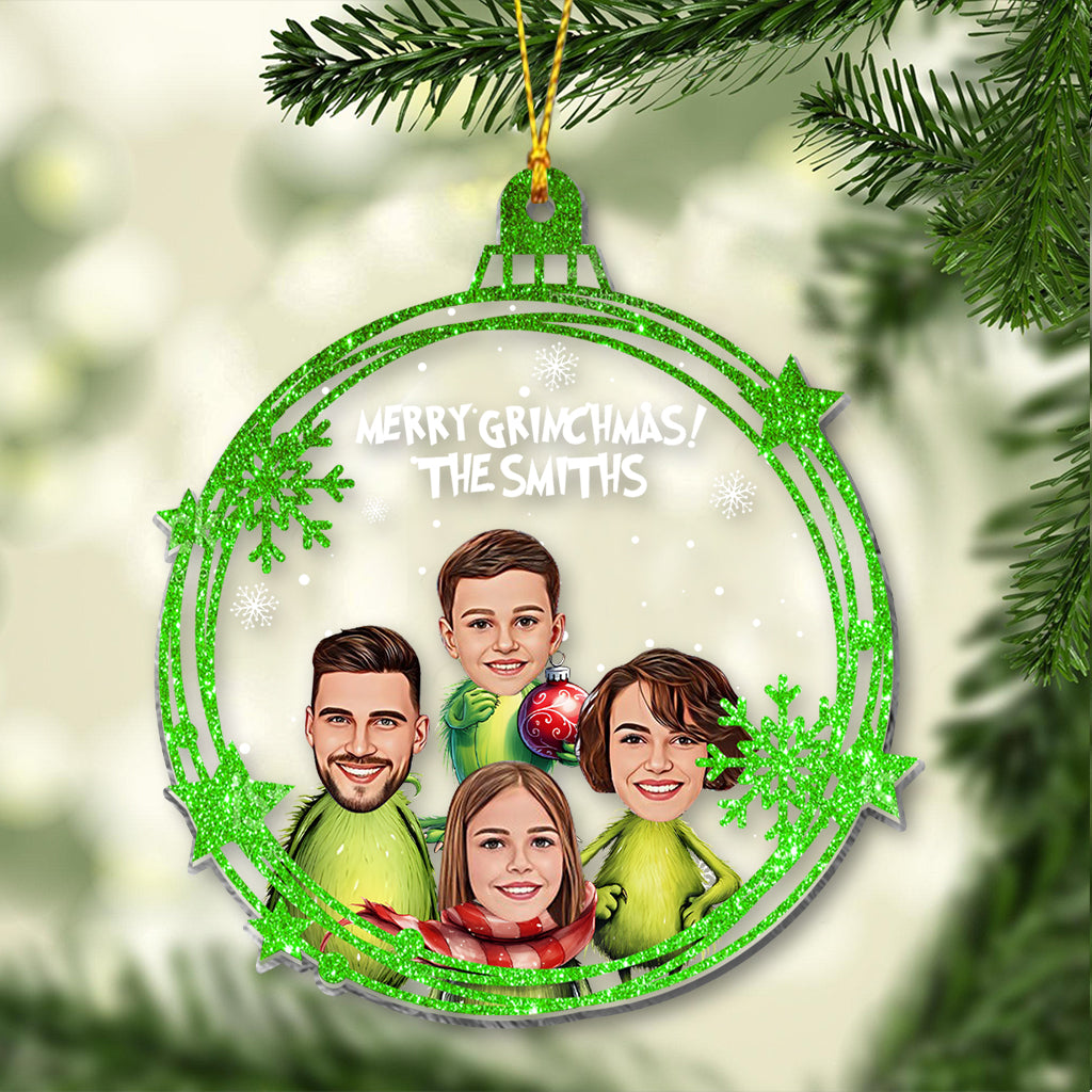 Personalized Merry Grinchmas One-sided Ornament Custom Family Gift One-sided Ornament GradoCreations