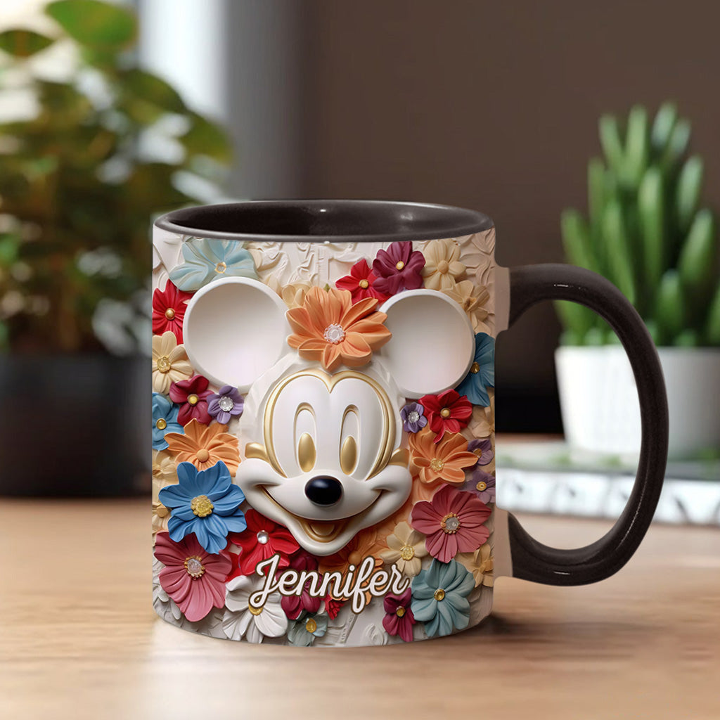 Personalized Floral Mouse Accent Mug Custom Name Gift for Mom Accent Mug GradoCreations