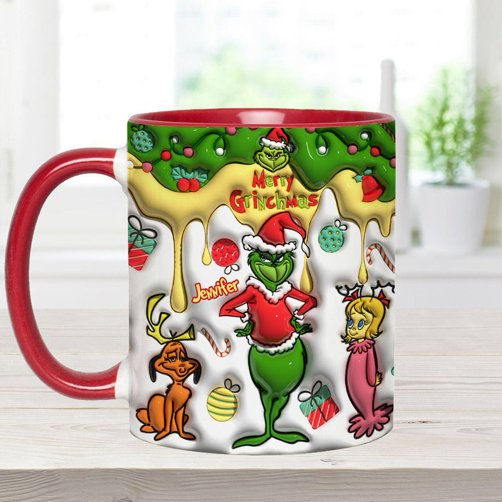 Personalized Merry Grinchmas Accent Mug Custom Name Gift Accent Mug GradoCreations