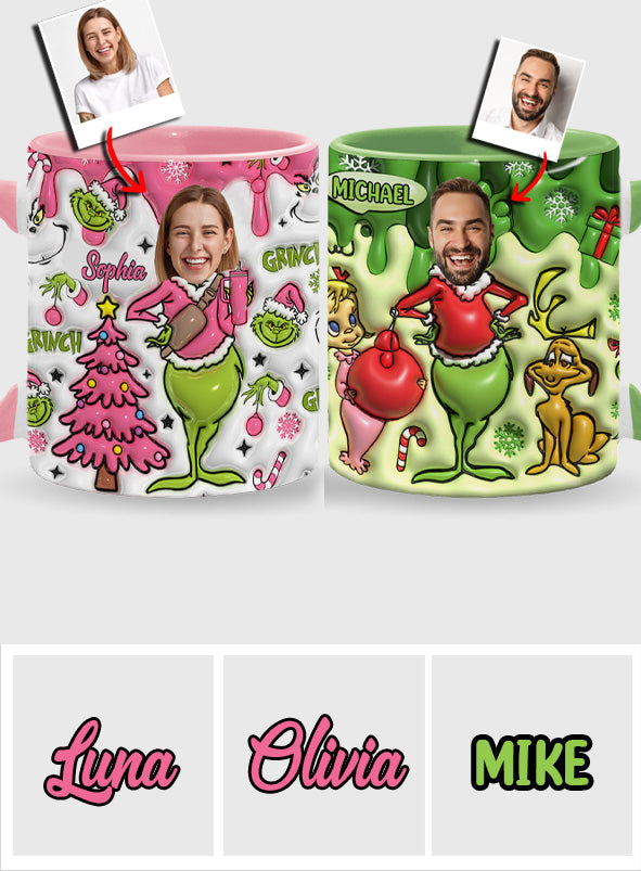 Personalized Grinch Christmas Accent Mug Custom Name Gift Accent Mug GradoCreations