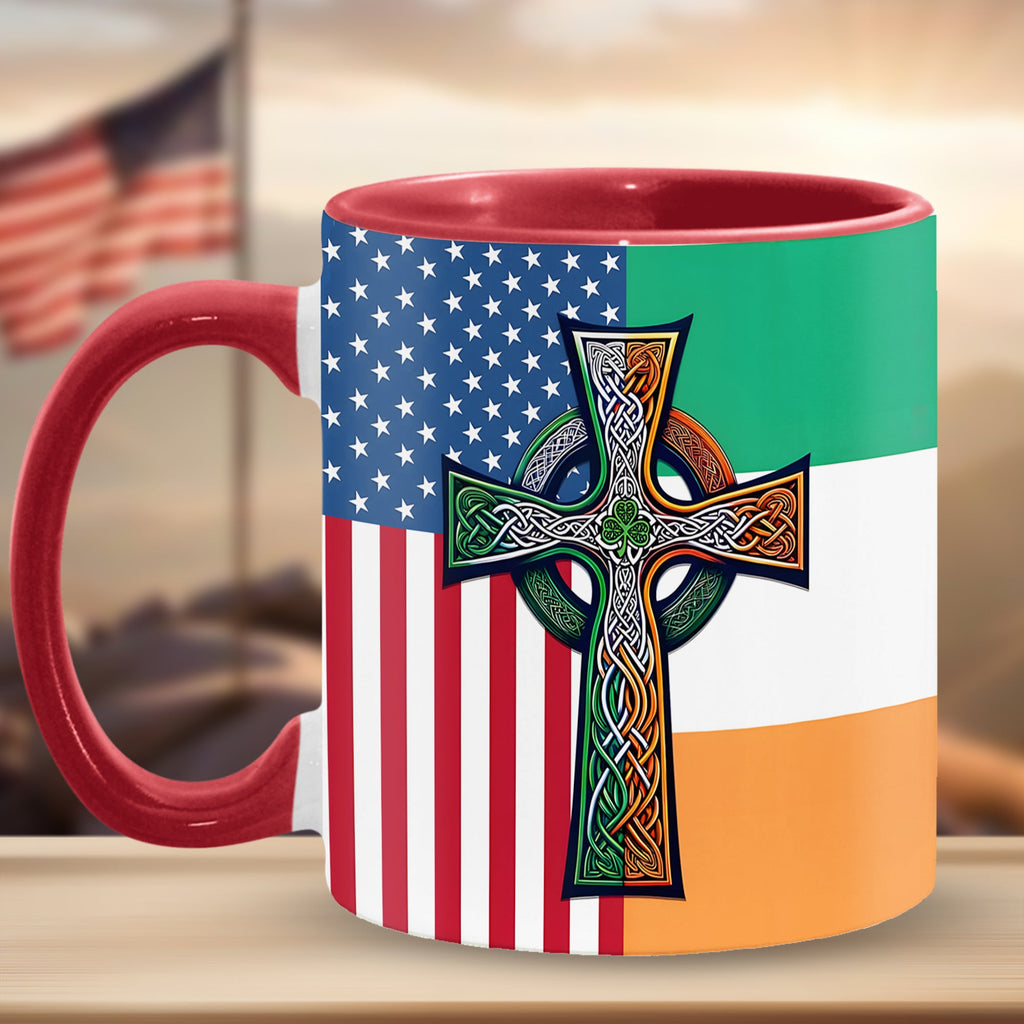 Personalized Irish-American Celtic Cross Accent Mug Gift GradoCreations