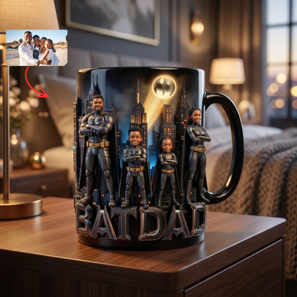 Personalized Color Changing Mug with Family Photo BatDad Gift for Dad