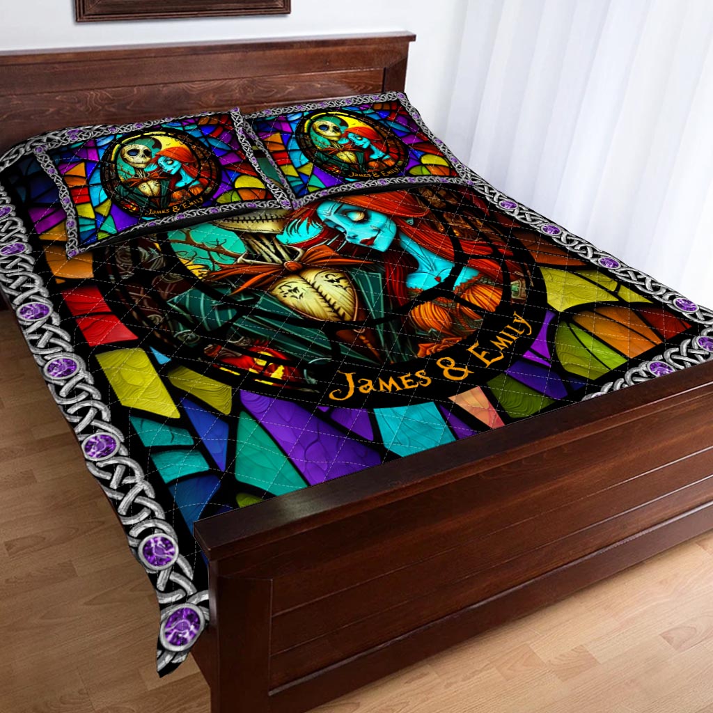 Personalized Nightmare Quilt Set Custom Name for Couples Halloween Gift Quilt Set GradoCreations