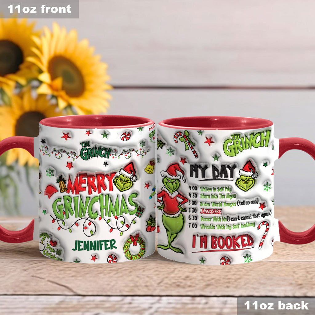 Personalized Grinch Christmas Accent Mug Custom Name Gift Accent Mug GradoCreations