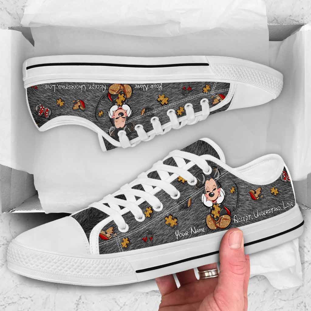 Personalized Autism Awareness Low Top Shoes Custom Name Gift for Mom Low Top Shoes GradoCreations