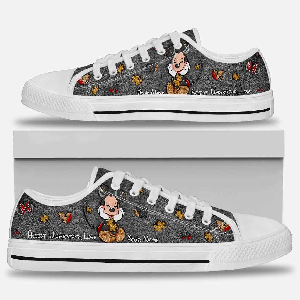 Personalized Autism Awareness Low Top Shoes Custom Name Gift for Mom Low Top Shoes GradoCreations