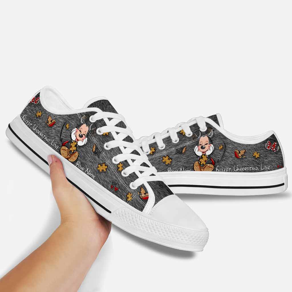 Personalized Autism Awareness Low Top Shoes Custom Name Gift for Mom Low Top Shoes GradoCreations