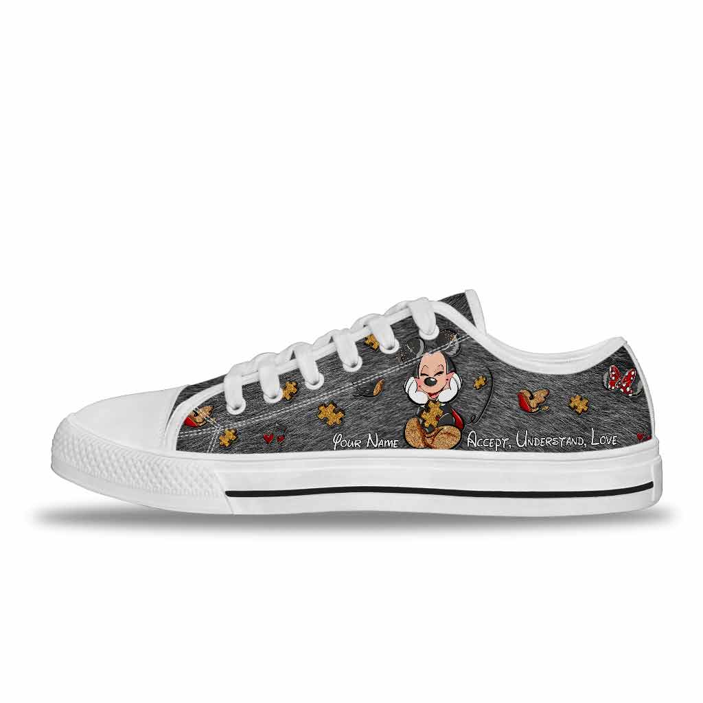 Personalized Autism Awareness Low Top Shoes Custom Name Gift for Mom Low Top Shoes GradoCreations