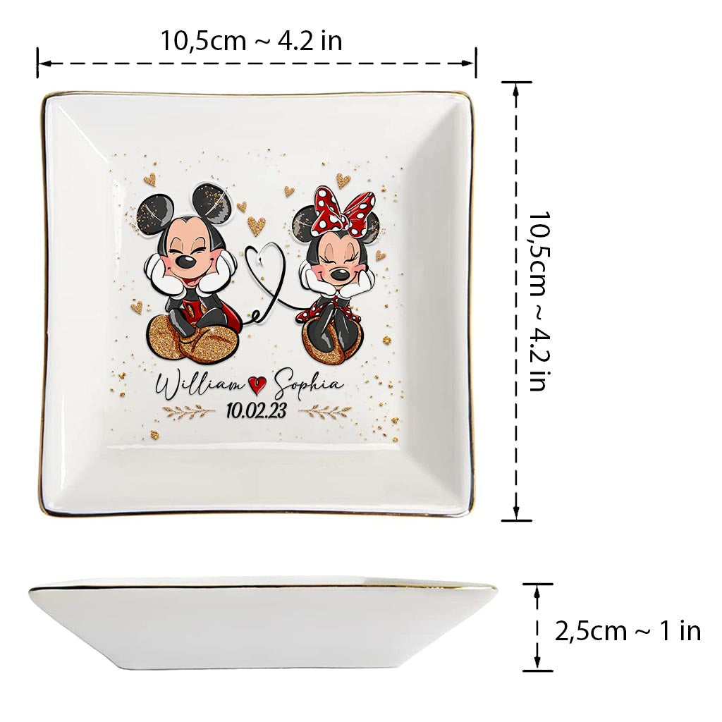 Personalized Couple Jewelry Dish with Mickey & Minnie Design for Anniversary Gift Jewelry Dish GradoCreations