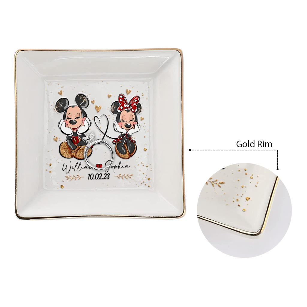 Personalized Couple Jewelry Dish with Mickey & Minnie Design for Anniversary Gift Jewelry Dish GradoCreations