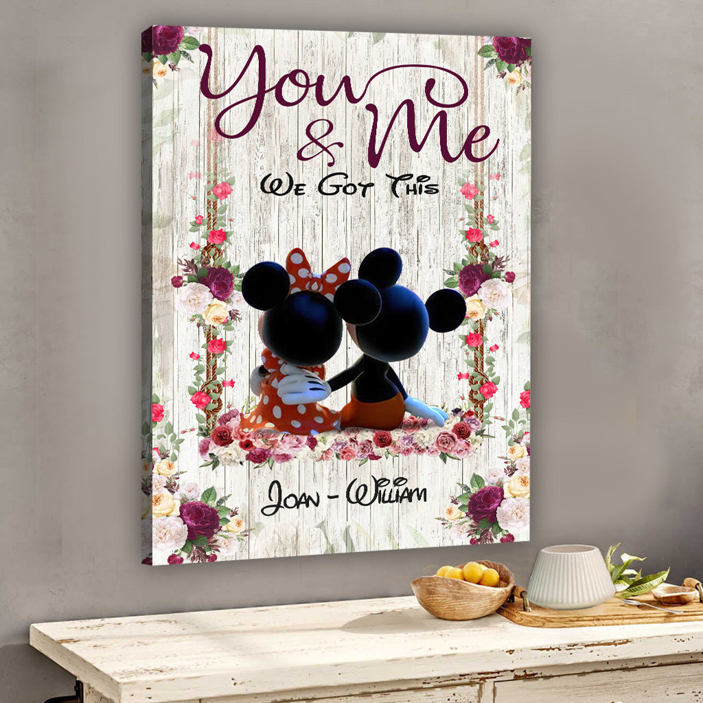 Personalized Mickey Mouse Canvas Art Custom Name Gift for Couple Canvas and Poster GradoCreations
