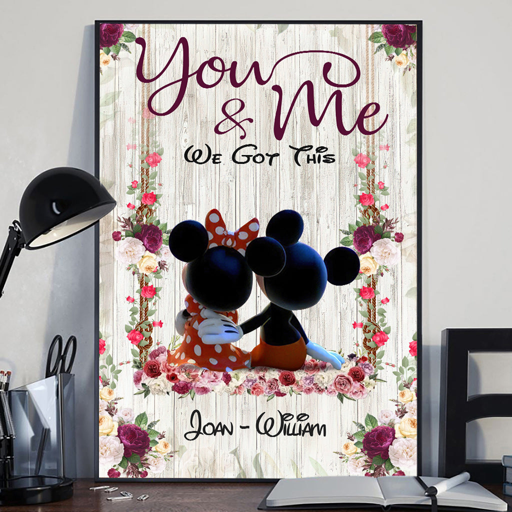 Personalized Mickey Mouse Canvas Art Custom Name Gift for Couple Canvas and Poster GradoCreations
