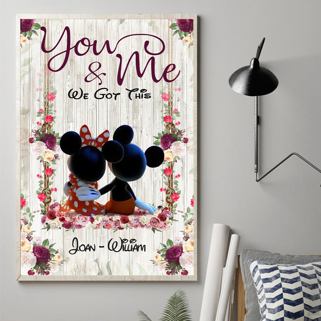 Personalized Mickey Mouse Canvas Art Custom Name Gift for Couple Canvas and Poster GradoCreations