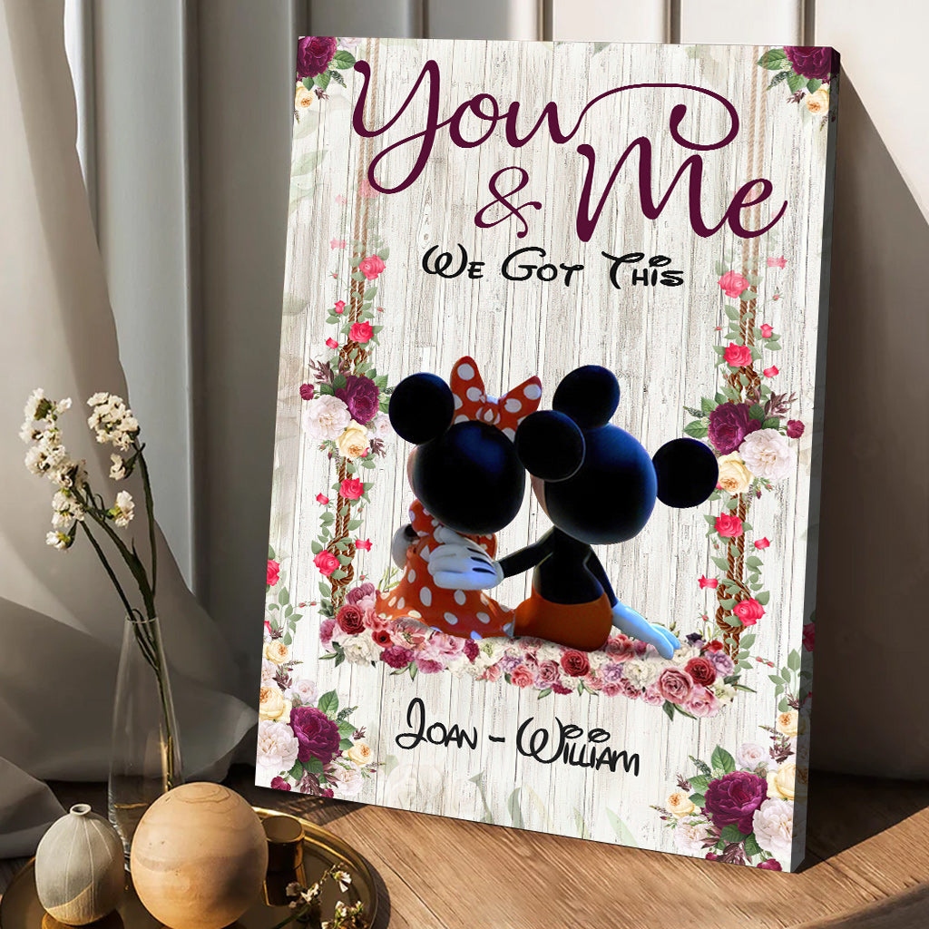 Personalized Mickey Mouse Canvas Art Custom Name Gift for Couple Canvas and Poster GradoCreations