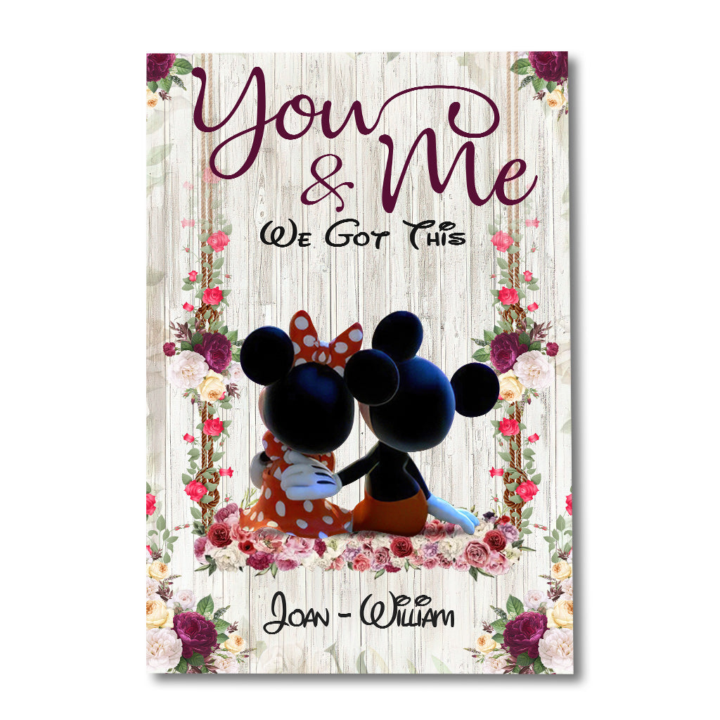 Personalized Mickey Mouse Canvas Art Custom Name Gift for Couple Canvas and Poster GradoCreations