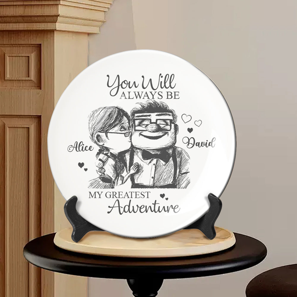 Personalized Ceramic Round Plate Custom Name Gift for Couple Ceramic Round Plate GradoCreations