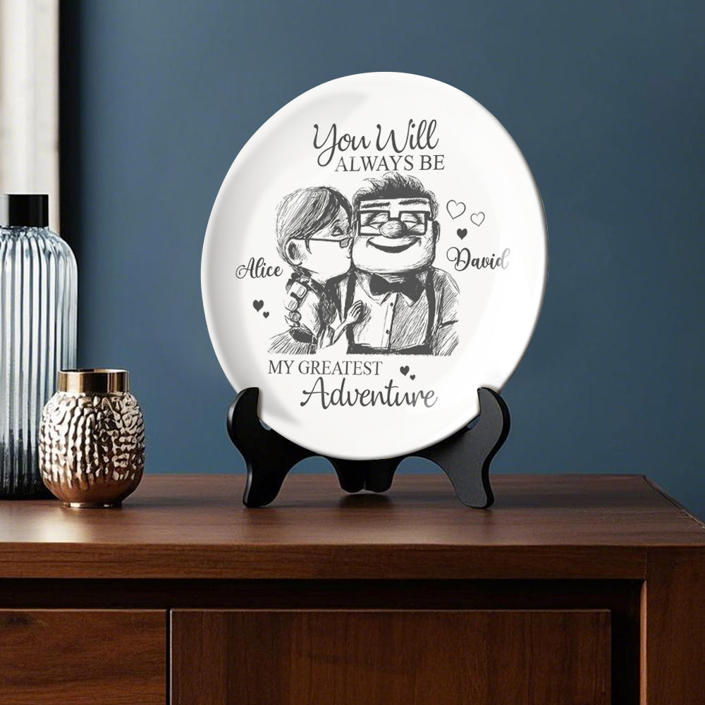 Personalized Ceramic Round Plate Custom Name Gift for Couple Ceramic Round Plate GradoCreations