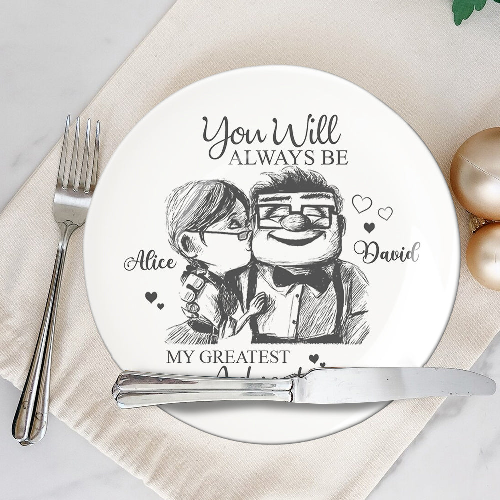 Personalized Ceramic Round Plate Custom Name Gift for Couple Ceramic Round Plate GradoCreations