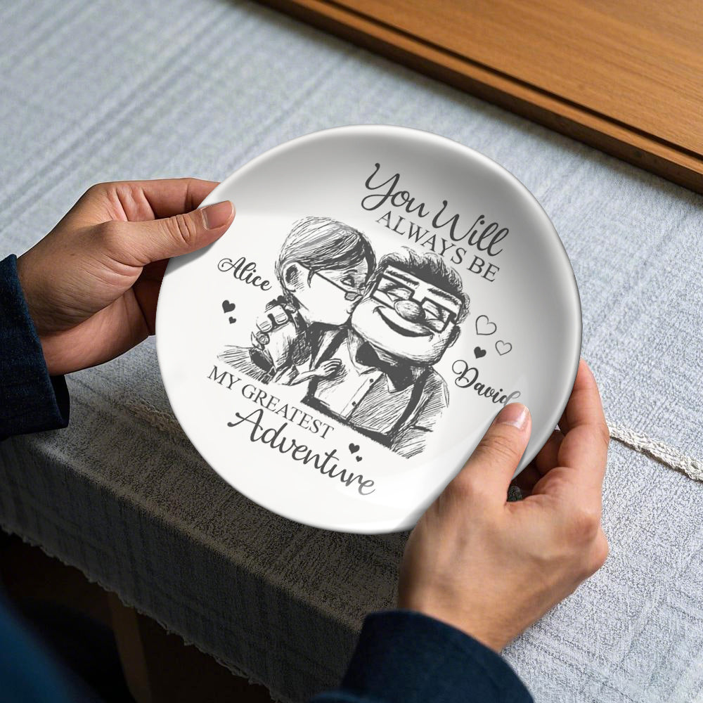 Personalized Ceramic Round Plate Custom Name Gift for Couple Ceramic Round Plate GradoCreations