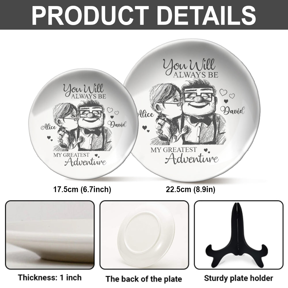 Personalized Ceramic Round Plate Custom Name Gift for Couple Ceramic Round Plate GradoCreations