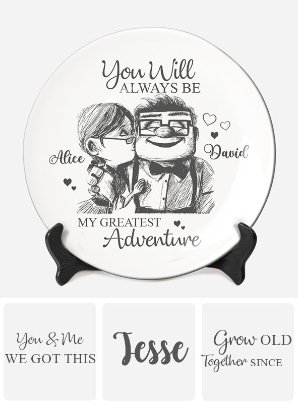 Personalized Ceramic Round Plate Custom Name Gift for Couple Ceramic Round Plate GradoCreations