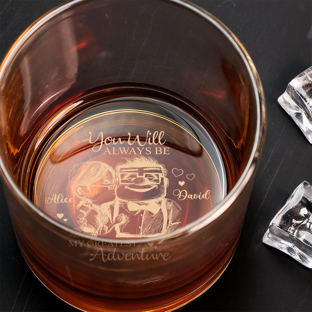 Personalized Engraved Whiskey Glass Custom Couples Gift Engraved Whiskey Glass GradoCreations