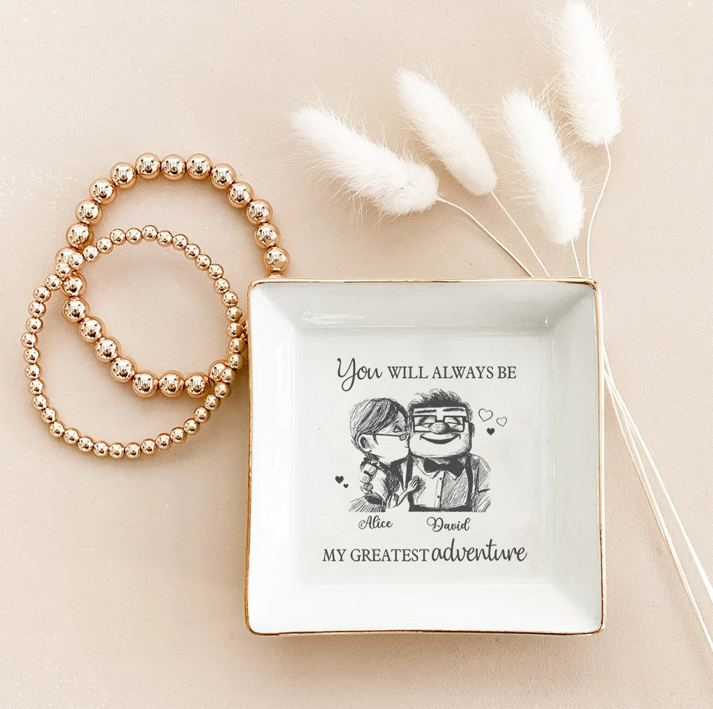 Personalized Ceramic Mouse Jewelry Dish Custom Name Gift for Couple Jewelry Dish GradoCreations