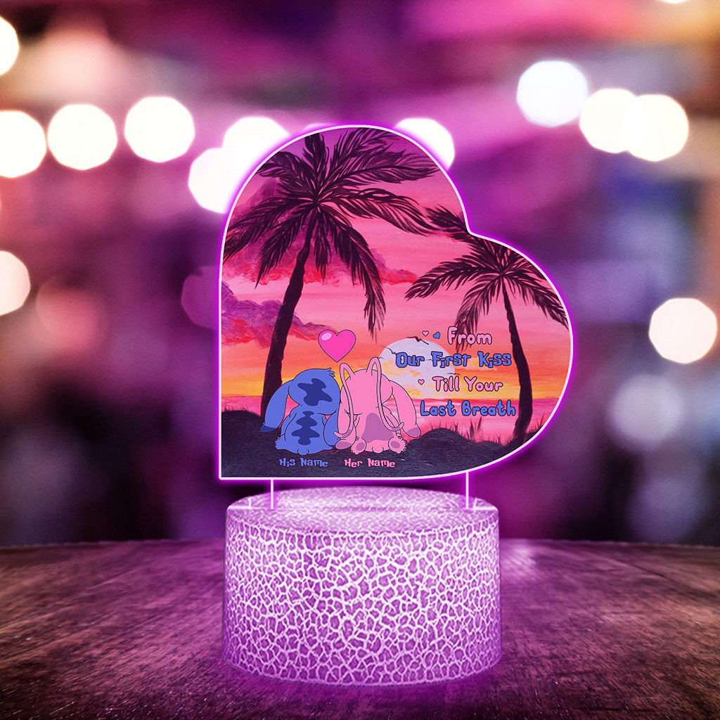 Personalized Couple Shaped LED Light Base with Custom Names Shaped Plaque Light Base GradoCreations
