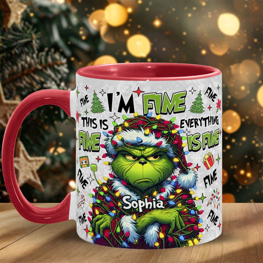 Personalized Christmas Accent Mug with Grinch Design for Mom Accent Mug GradoCreations