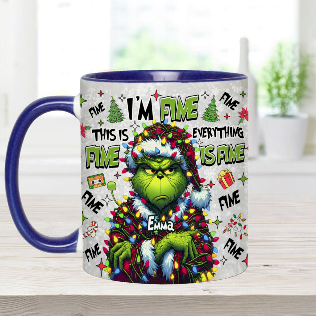 Personalized Christmas Accent Mug with Grinch Design for Mom Accent Mug GradoCreations