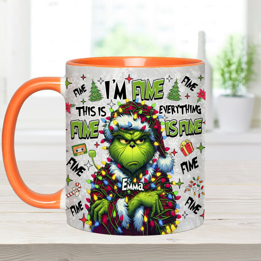 Personalized Christmas Accent Mug with Grinch Design for Mom Accent Mug GradoCreations