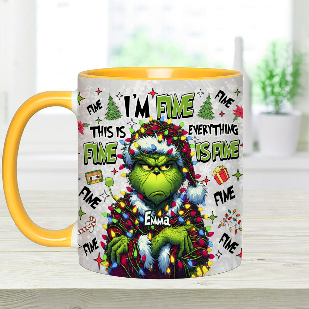 Personalized Christmas Accent Mug with Grinch Design for Mom Accent Mug GradoCreations