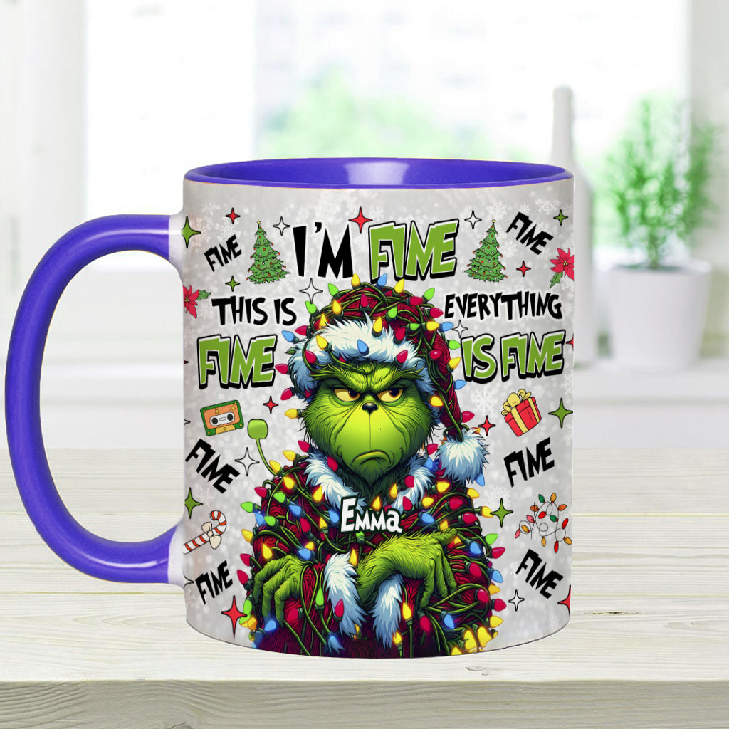 Personalized Christmas Accent Mug with Grinch Design for Mom Accent Mug GradoCreations