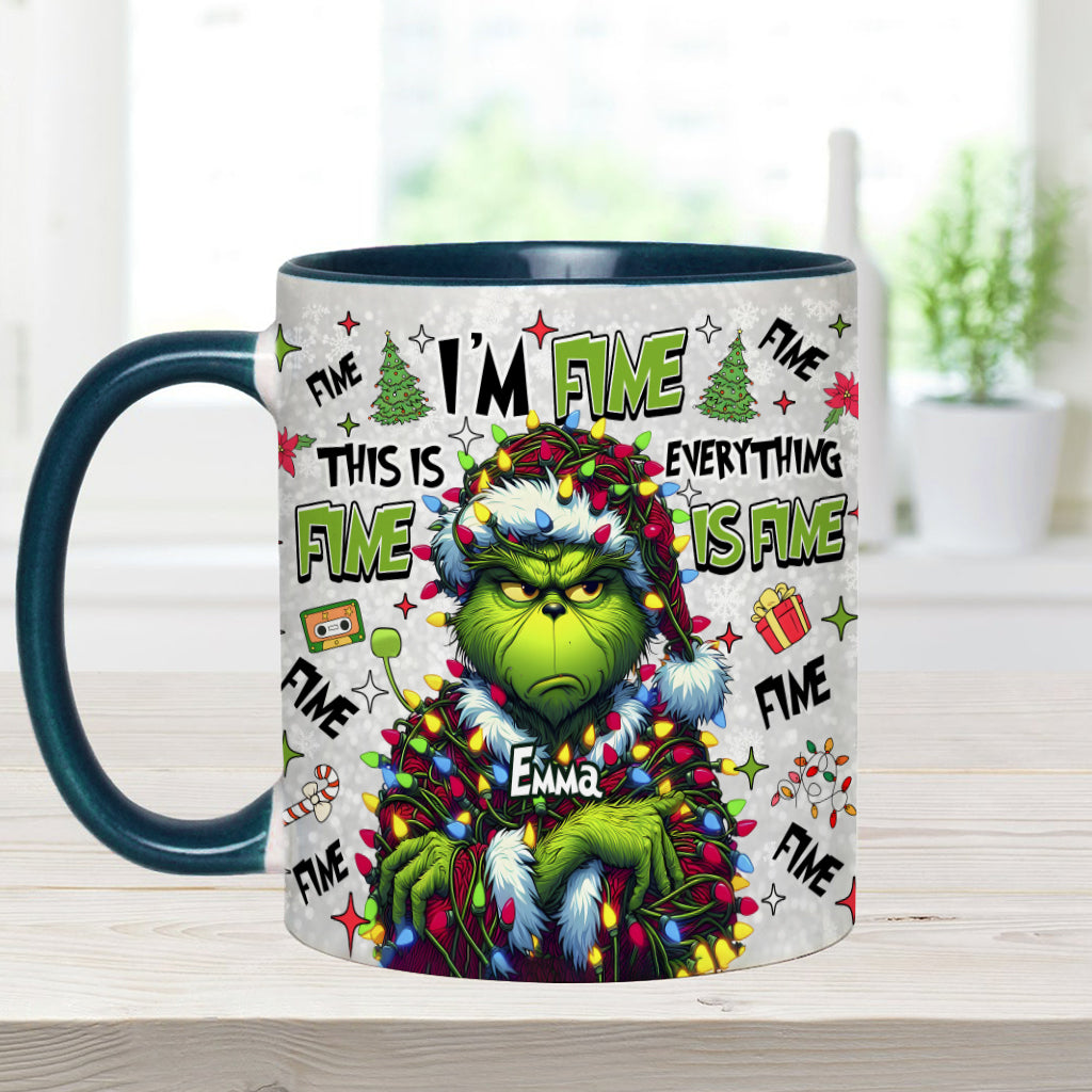 Personalized Christmas Accent Mug with Grinch Design for Mom Accent Mug GradoCreations