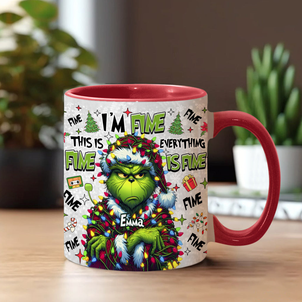 Personalized Christmas Accent Mug with Grinch Design for Mom Accent Mug GradoCreations