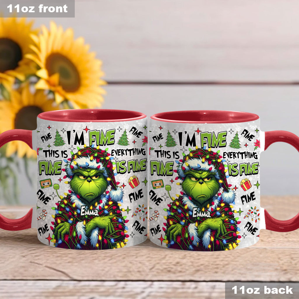 Personalized Christmas Accent Mug with Grinch Design for Mom Accent Mug GradoCreations