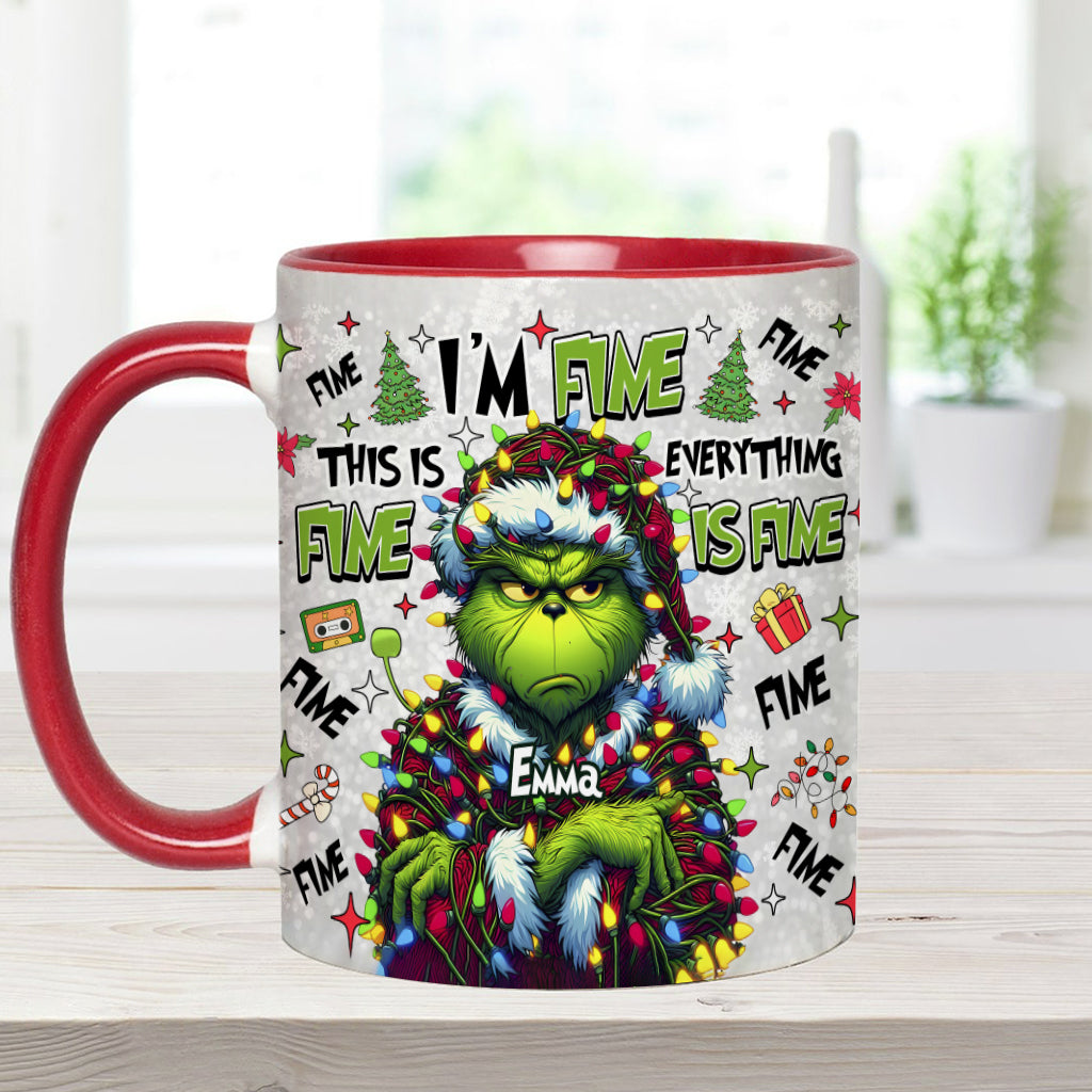 Personalized Christmas Accent Mug with Grinch Design for Mom Accent Mug GradoCreations