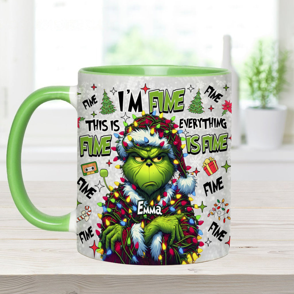 Personalized Christmas Accent Mug with Grinch Design for Mom Accent Mug GradoCreations