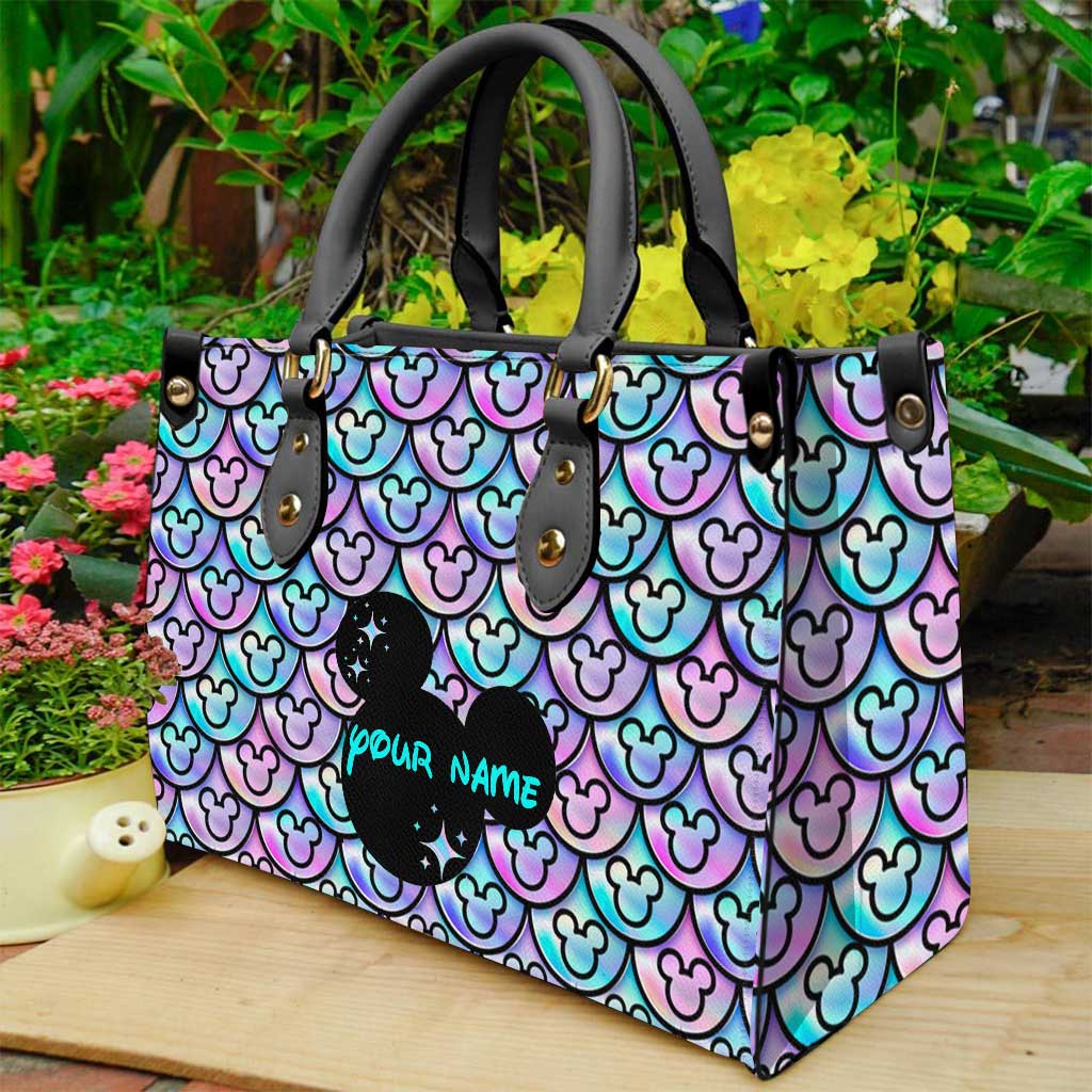 Personalized Leather Handbag with Mickey Design Gift for Her Leather Handbag GradoCreations