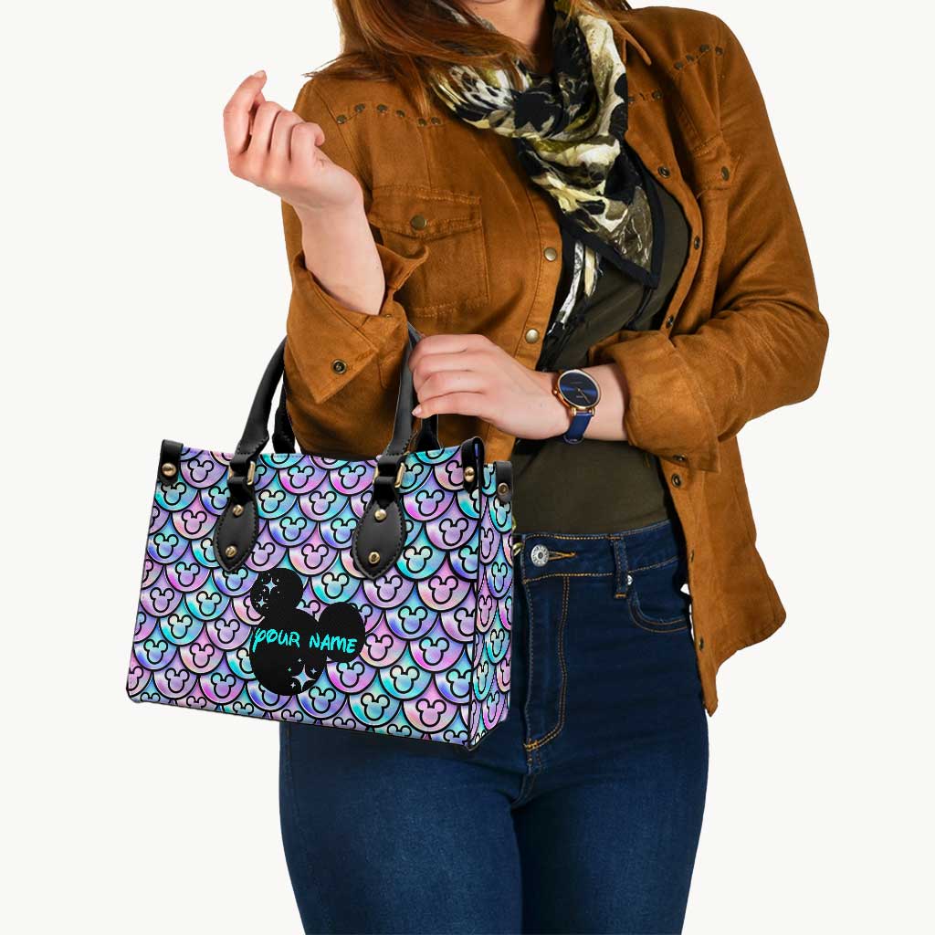 Personalized Leather Handbag with Mickey Design Gift for Her Leather Handbag GradoCreations