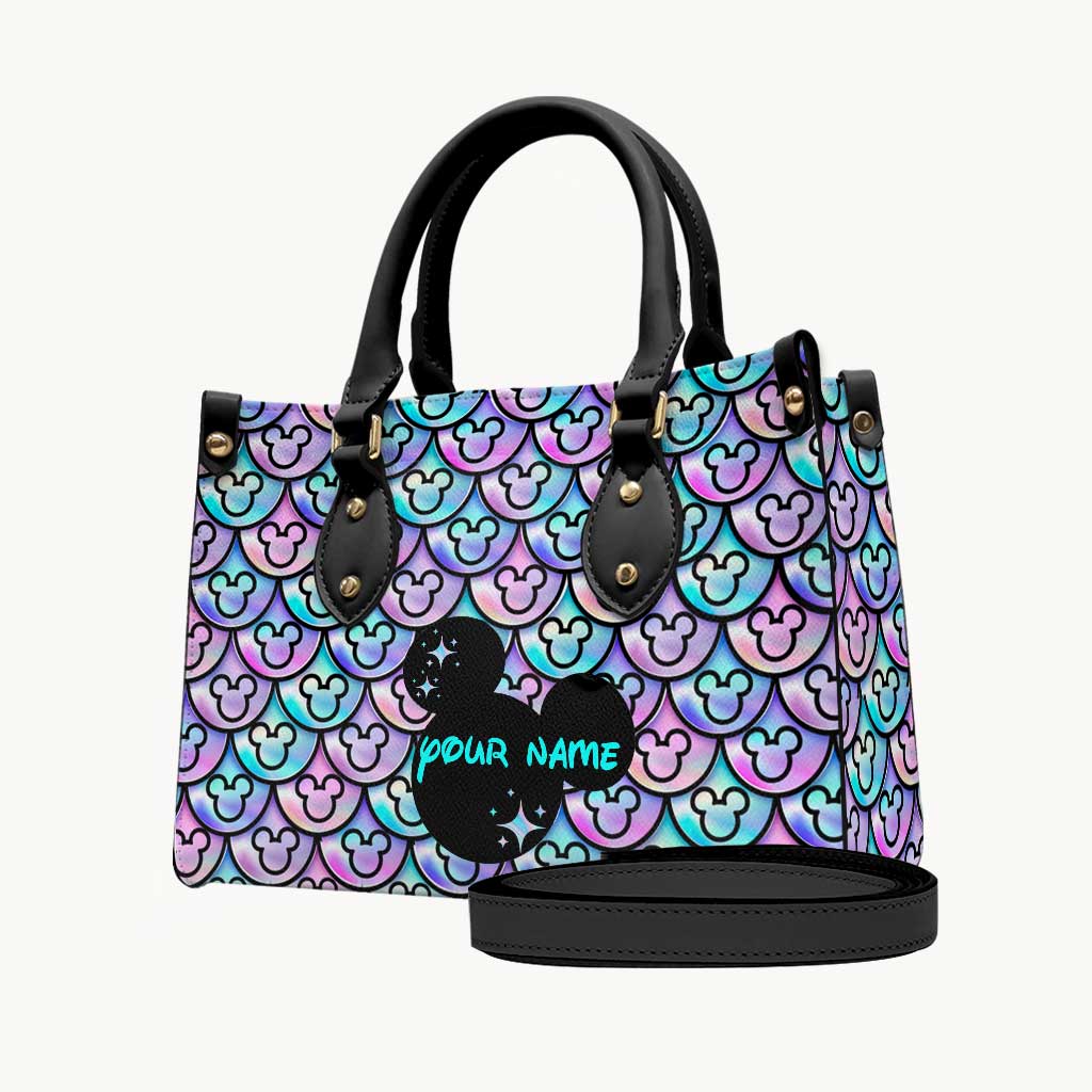 Personalized Leather Handbag with Mickey Design Gift for Her Leather Handbag GradoCreations