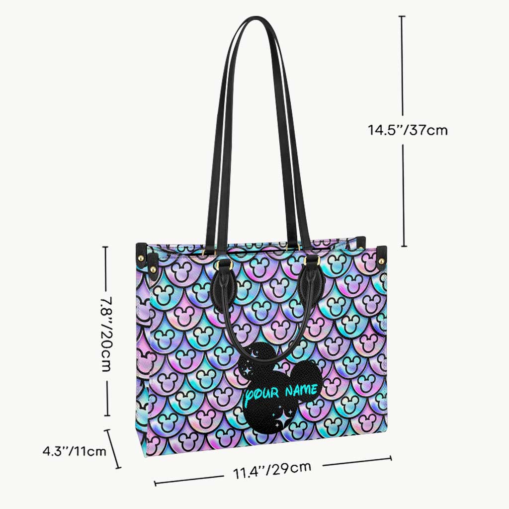 Personalized Leather Handbag with Mickey Design Gift for Her Leather Handbag GradoCreations