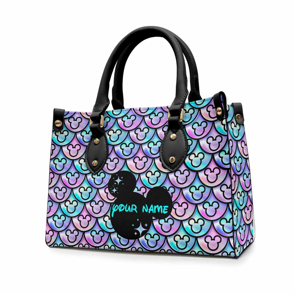 Personalized Leather Handbag with Mickey Design Gift for Her Leather Handbag GradoCreations