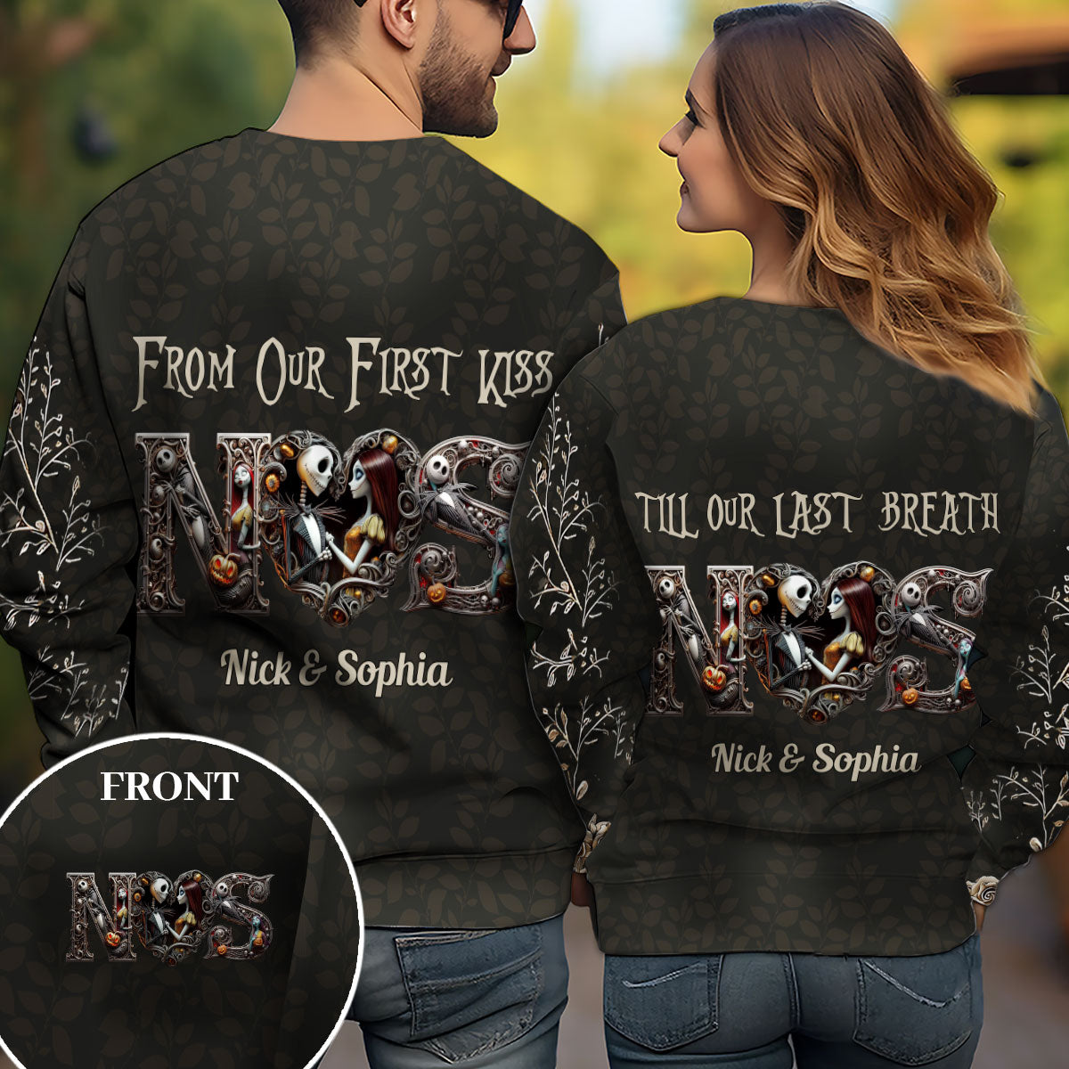 Personalized Halloween All Over Shirt for Couples Gift All Over Shirt GradoCreations